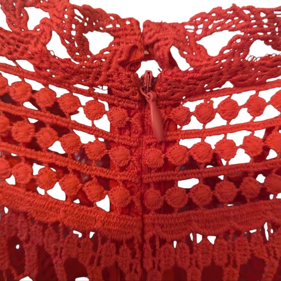 NWT Endless Rose Tiered Lace Long Sleeve Minidress in Red - Small - Picture 3 of 6